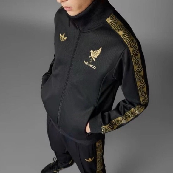 New Adidas Originals Mexico Black Gold Track Top Jacket size small 
Zip up - Picture 2 of 12